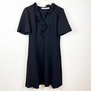 & Other Stories Ruffle Mini Dress 8 Black